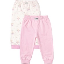 Kanz Bebek Paça Ribanalı Alt 2'li Beyaz Pembe Pijama