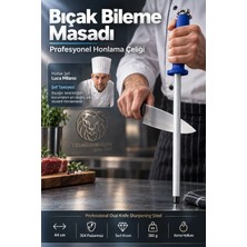 Transformacion 44 cm Profesyonel Bıçak Bileme Masadı Oval Kasap Şef Honlama Çeliği 304 Paslanmaz Çelik Saplı Bileyici 723678