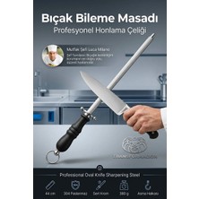 Transformacion 36,5 cm Profesyonel Bıçak Bileme Masadı Oval Kasap Şef Honlama Çeliği 304 Paslanmaz Çelik Saplı Bileyici 723679