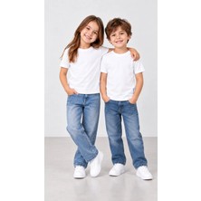 Babito Store %100 Pamuk Unisex Çocuk Bisiklet Yaka Uzun Kollu Basic Badi 2-10 Yaş