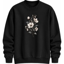 Enb1r Moda Unisex Bisiklet Yaka Minimal Desenli Sweatshirt Rahat Kalıp Modern Günlük Giyim