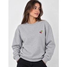 Enb1r Moda Unisex Bisiklet Yaka Minimal Desenli Sweatshirt Rahat Kalıp Modern Günlük Giyim