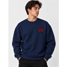 Enb1r Moda Unisex Bisiklet Yaka Minimal Desenli Sweatshirt Rahat Kalıp Modern Günlük Giyim