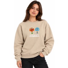 Enb1r Moda Unisex Bisiklet Yaka Minimal Desenli Sweatshirt Rahat Kalıp Modern Günlük Giyim