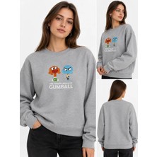 Enb1r Moda Unisex Bisiklet Yaka Minimal Desenli Sweatshirt Rahat Kalıp Modern Günlük Giyim