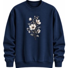 Enb1r Moda Unisex Bisiklet Yaka Minimal Desenli Sweatshirt Rahat Kalıp Modern Günlük Giyim