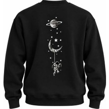 Enb1r Moda Unisex Bisiklet Yaka Minimal Desenli Sweatshirt Rahat Kalıp Modern Günlük Giyim