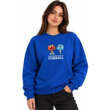 Enb1r Moda Unisex Bisiklet Yaka Minimal Desenli Sweatshirt Rahat Kalıp Modern Günlük Giyim