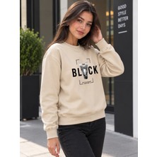 Enb1r Moda Unisex Bisiklet Yaka Minimal Desenli Sweatshirt Rahat Kalıp Modern Günlük Giyim