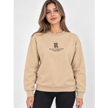 Enb1r Moda Unisex Bisiklet Yaka Minimal Desenli Sweatshirt Rahat Kalıp Modern Günlük Giyim