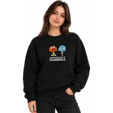 Enb1r Moda Unisex Bisiklet Yaka Minimal Desenli Sweatshirt Rahat Kalıp Modern Günlük Giyim