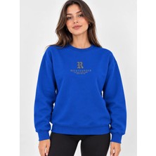 Enb1r Moda Unisex Bisiklet Yaka Minimal Desenli Sweatshirt Rahat Kalıp Modern Günlük Giyim