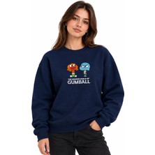 Enb1r Moda Unisex Bisiklet Yaka Minimal Desenli Sweatshirt Rahat Kalıp Modern Günlük Giyim