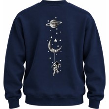Enb1r Moda Unisex Bisiklet Yaka Minimal Desenli Sweatshirt Rahat Kalıp Modern Günlük Giyim