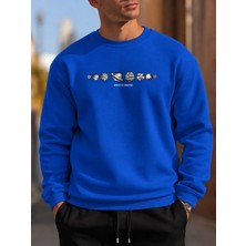 Enb1r Moda Unisex Bisiklet Yaka Minimal Desenli Sweatshirt Rahat Kalıp Modern Günlük Giyim
