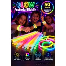 Toyfest Glow Fosforlu Neon Bileklik 50 Adet 8 Renk 20 cm 8 Saat Işıklı Parti Konser Çubuğu