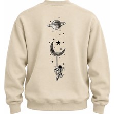 Enb1r Moda Unisex Bisiklet Yaka Minimal Desenli Sweatshirt Rahat Kalıp Modern Günlük Giyim