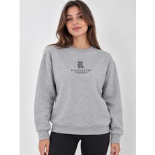 Enb1r Moda Unisex Bisiklet Yaka Minimal Desenli Sweatshirt Rahat Kalıp Modern Günlük Giyim