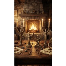 Şımartan Vintage Antik Mısır Mitolojisi Kanat Uçları Mum Yuvalı Şamdan ve Isis Heykeli Seti