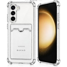 Bukas Samsung Galaxy S23 Plus Uyumlu Şeffaf Kartlıklı Kamera Korumalı Airbag Darbe Önleyici Silikon Kılıf