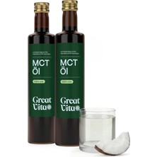 Greatvita Mct Coconut Oil Based Oil 2 x 500 ml | C8 & C10 Fatty Acids, Premium Quality - 70% Caprylic Acid & 30% Capric Acid - Print May Vary