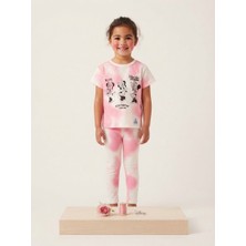 Moda Rüyası Kids Kız Çocuk Pembe Batik Desenli Minnie Mouse Baskılı Ikili Alt Üst Takım