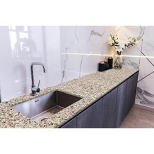 Gültekin Stickerart Tezgah Üstü Fayans Kaplama Folyosu Mutfak Tezgahı Kaplama Granite Marble Design 70 cm x 3 Metre