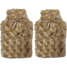 Gültekin Sıcak Su Torbası 2 Adet,ponponlu Termofor Peluş Bej 28X17CM 750ML