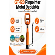 Glftech Su Altı Uyumlu Pinpointer Altın Metal Dedektörü 9V Pilli GT-120 Sesli Titreşimli LED Işıklı