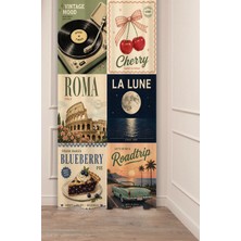 Greendecor Good Times & Roadtrip Retro & La Lune (Ay Işığı) & Roma Collagetemalı Dijital Baskılı Fon Perde