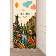 Greendecor Holland Amsterdam Desenli Renkli Dijital Baskılı Fon Perde