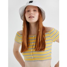 Koton Crop Tişört Çizgili