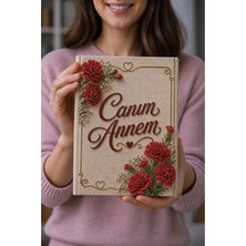 Şımartan Anneler Günü Hediyesi Anı Defteri 31X23 Cm,kumaş Kaplı Hatıra Albümü, Canım Annem Yazılı Özel Tasarım Defter ve Kitap Kabı