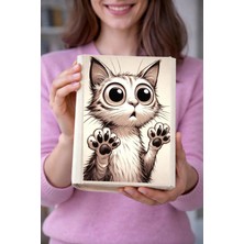 Şımartan Kedi Desenli Bez Kitap Kılıfı – Sanatsal Baskılı Kumaş Kitap Kabı, Kitap Koruyucu Kılıf
