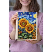 Şımartan Van Gogh Ayçiçeği Desenli Bez Kitap Kılıfı – Baskılı Kumaş Kitap Kabı, Kitap Koruyucu