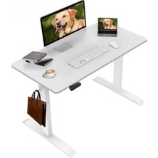 Gültekin Şeker Ofisi - Elektrikli Yüksekliği Ayarlanabilir Ergonomik Bilgisayar & Çalışma Masası - Tek Motorlu (2 Hafızalı) (Beyaz, 120 * 60)