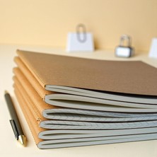 Gültekin Fark Tanıtım 4 Adet Kareli Terzi Dikişli Not Defteri, A5 Boyut, 40 Yaprak Planlama, Ofis Için Ideal (Kraft Kapak Tasarımı)