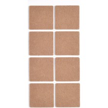Gültekin Kahverengi 8 Adet Yapışkanlı Sandalye, Masa, Koltuk Altı Parke Koruma Keçesi, Kare, 5 cm