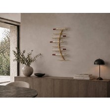 Modern Minimalist Metal Şişe Rafı, Kavisli Duvar Dekoru, 8 Şişe Kapasiteli