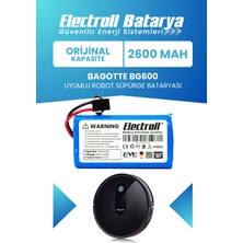 Electroll Bagotte Bg600 Uyumlu Batarya (Orijinal Kapasite) 2600mah Pil Robot Süpürge Batarya Değişimi