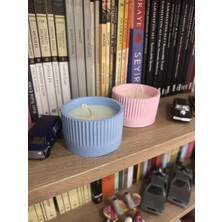 Kocatoros Studio Dekoratif Beton Mum | El Yapımı | Tırtıklı Desen | Pembe 100 gr