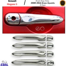 Ebal Oto Renault Megane 3 Krom Kapı Kolu Seti 4 Kapı 2008-2016 P. Çelik