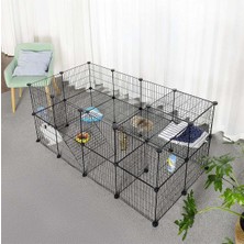 Gültekin 36 Panel Evcil Küçük Hayvan Kedi Köpek Kuş Evi Kafesi Oyun Parkı Portatif Taşınabilir Metal Tel