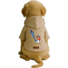 Gültekin Monopetz Baskılı Içi Polarlı Köpek ve Kedi Kıyafeti & Elbisesi - Bej Renk Kapüşonlu Hoodie B9989 5xl