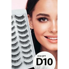 Gültekin Ruby Face Doğal Görünümlü Ipek Bütün 10LU Takma Kirpik Seti- 10 Çift Gerçek Takma Kirpik- Model: D10