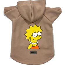 Gültekin Kapişonlu Polar Sweatshirt Köpek ve Kedi Kıyafeti & Elbisesi Bej Lisa Simpson L