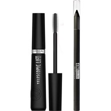 Gültekin L’oréal Paris Telescopic Lift Maskara + Tattoo Liner Jel Göz Kalemi, 900 Deep Onyx (Siyah)