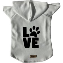 Gültekin Monopetz Kapişonlu Sweatshirt Köpek ve Kedi Kıyafeti & Elbisesi - Beyaz Love M Beden