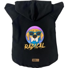 Gültekin Kapişonlu Polar Sweatshirt Köpek ve Kedi Kıyafeti & Elbisesi Siyah Radical S