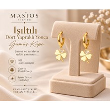 Işıltılı Dört Yapraklı Yonca Gümüş Küpe